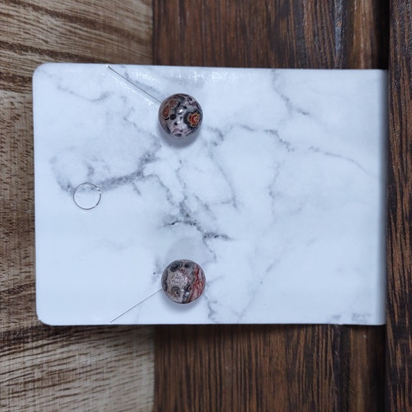 Picture Jasper Ball Stud Earrings - Picture 3 of 3